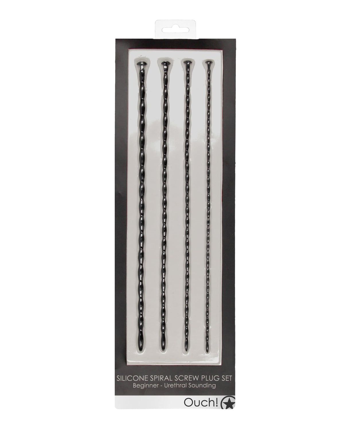 Ouch Shots Ouch Beginner's Urethral Sounding Silicone Spiral Screw Plug Set - Black