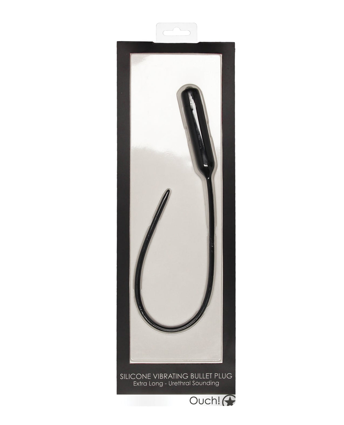 Ouch Shots Ouch Extra Long Urethral Sounding Silicone Vibrating Bullet Plug - Black