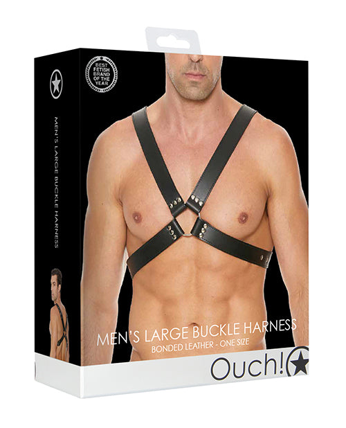 Ouch Shots Ouch Men's Large Buckle Harness - Black