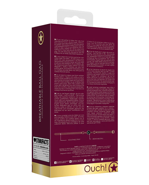Ouch Shots Ouch Halo Breathable Ball Gag - Burgundy