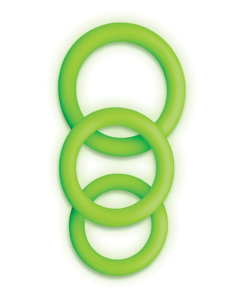 Ouch Shots Ouch 3 pc Cock Ring Set - Glow in the Dark