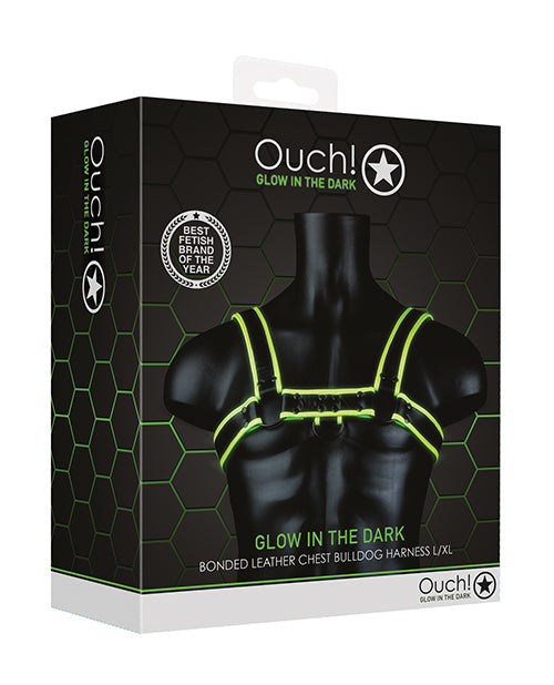Ouch Shots Ouch Chest Bulldog Harness - Glow in the Dark L/XL