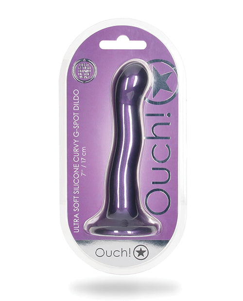 Ouch Shots Ouch 7" Curvy G-Spot Dildo - Metallic Purple
