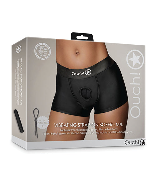 Ouch Shots Ouch Vibrating Strap On Boxer - Black M/L