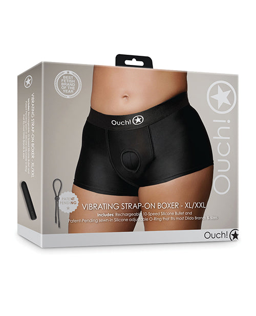 Ouch Shots Ouch Vibrating Strap On Boxer - Black XL/XXL