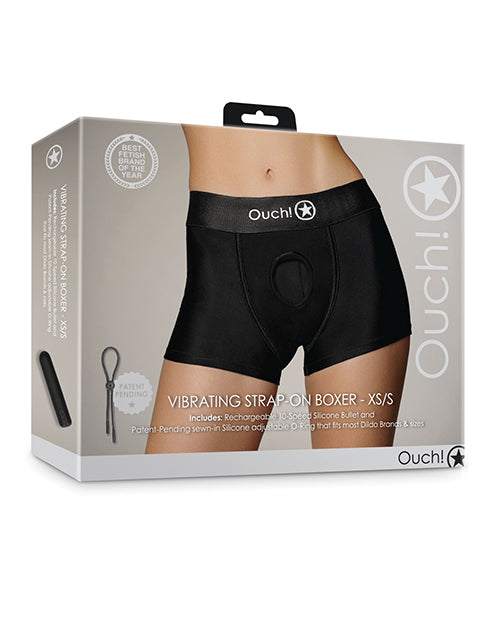 Ouch Shots Ouch Vibrating Strap On Boxer - Black XS/S