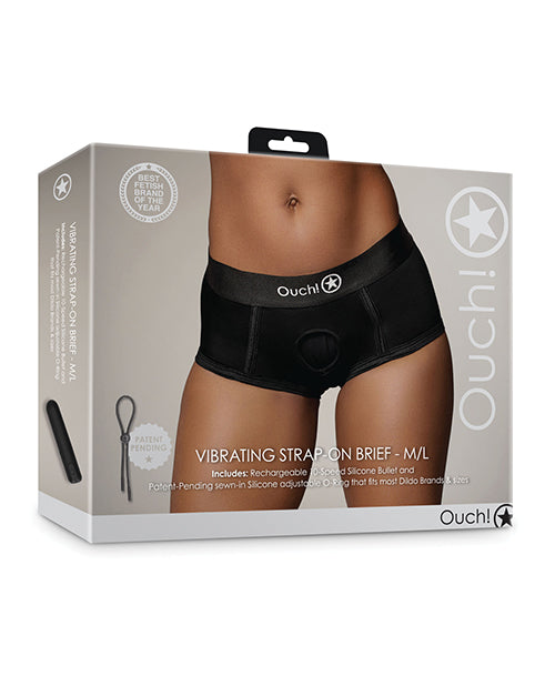 Ouch Shots Ouch Vibrating Strap On Brief - Black M/L