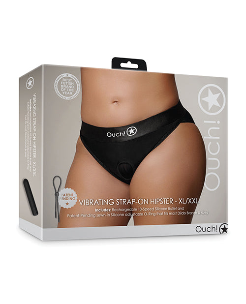 Ouch Shots Ouch Vibrating Strap On Hipster - Black XL/XXL