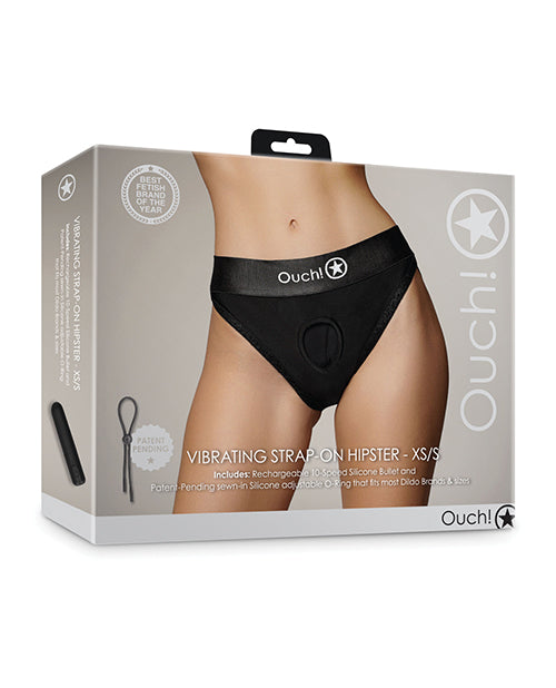 Ouch Shots Ouch Vibrating Strap On Hipster - Black XS/S