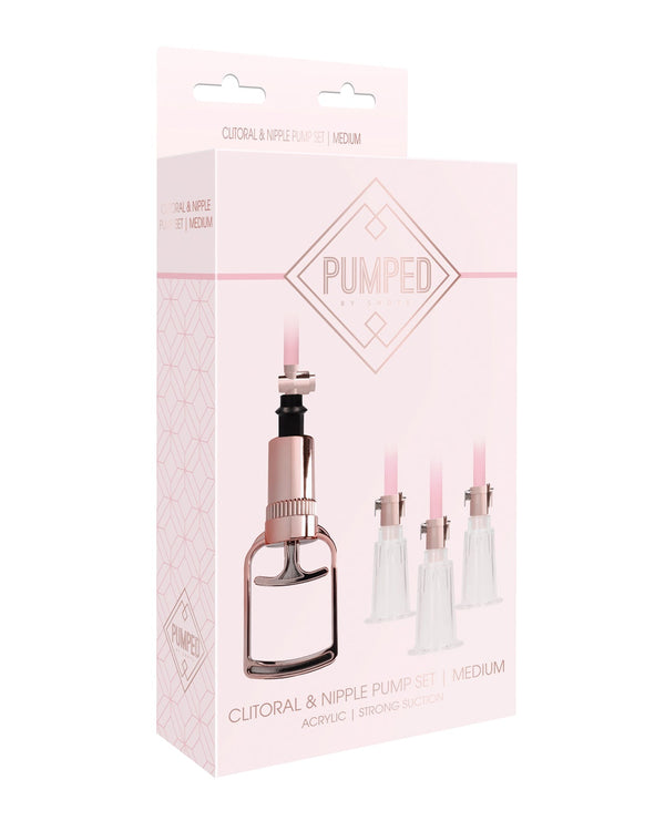 Pumped Shots Pumped Clitoral & Nipple Pump Set - Medium Rose Gold