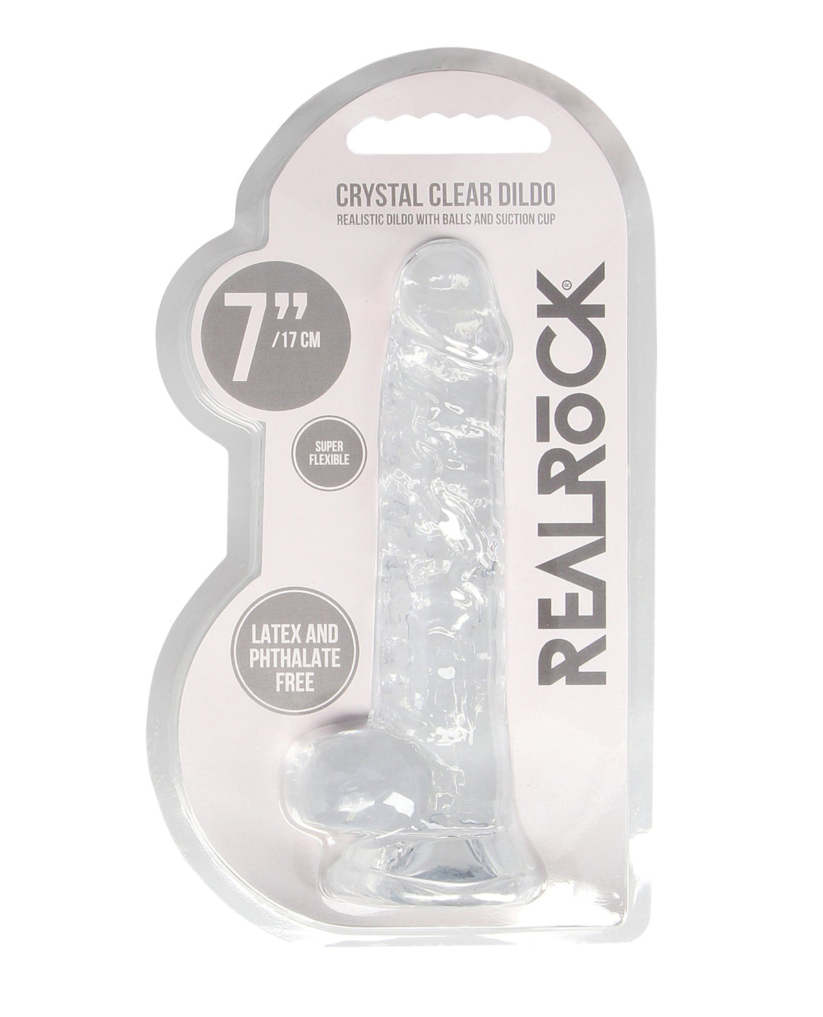 RealRock Shots RealRock Realistic Crystal Clear 7" Dildo w/Balls - Transparent Clear
