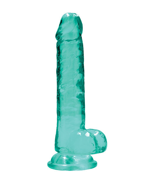 RealRock Shots RealRock Realistic Crystal Clear 7" Dildo w/Balls - Turquoise