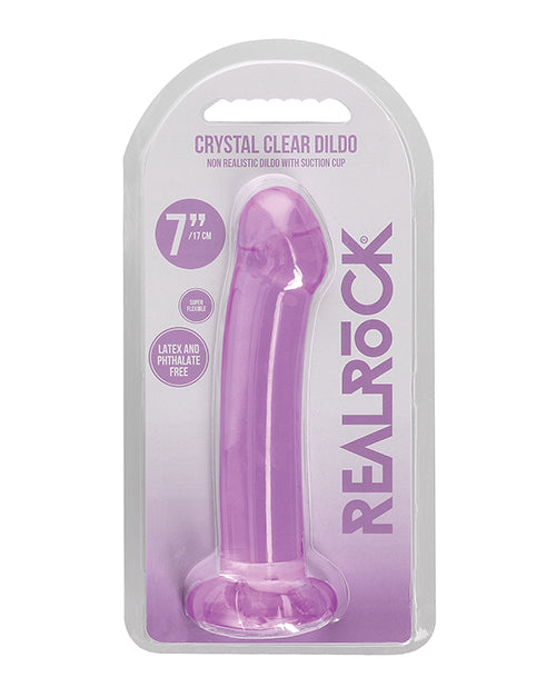 RealRock Shots RealRock Crystal Clear 7" Dildo - Purple