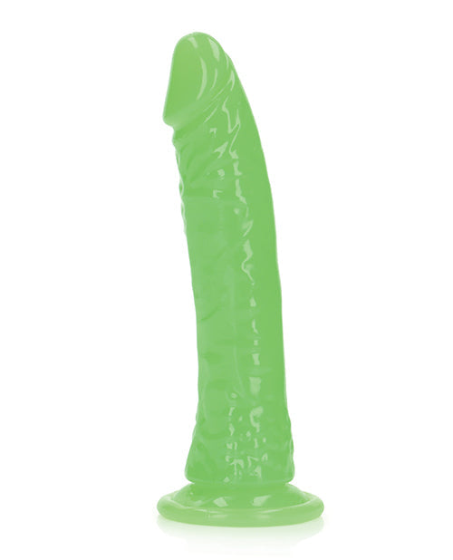 RealRock Shots RealRock 7" Slim Dildo Glow in the Dark - Neon Green