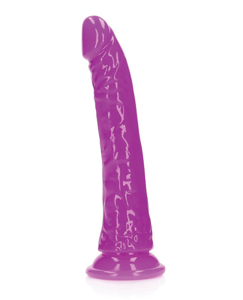 RealRock Shots RealRock 7" Slim Dildo Glow in the Dark - Neon Purple