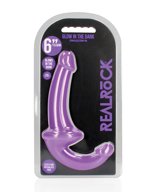 RealRock Shots RealRock 6" Strapless Strap On Glow in the Dark - Neon Purple