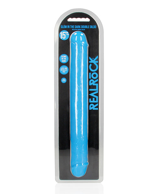 RealRock Shots RealRock 15" Double Dong Glow in the Dark - Neon Blue