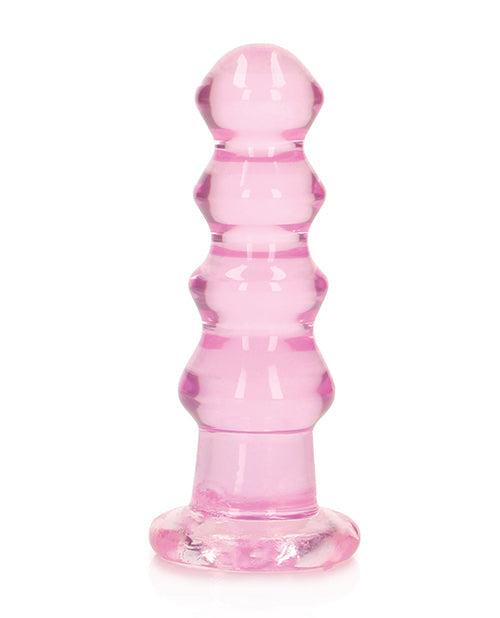 RealRock Shots RealRock Crystal Clear 5.5" Curvy Dildo/Butt Plug - Pink