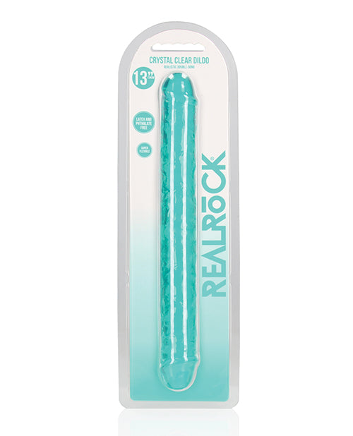 RealRock Shots RealRock Crystal Clear 13" Double Dildo - Turquoise