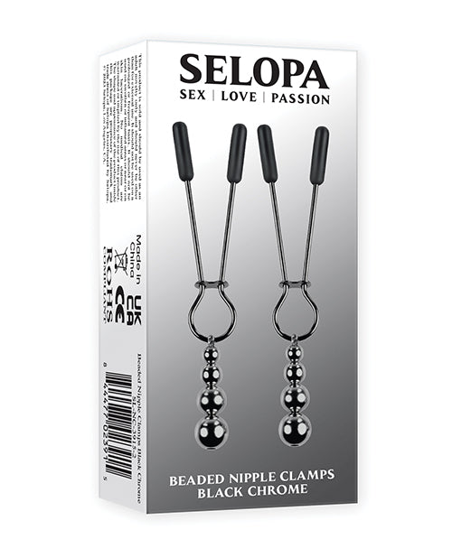 Selopa Selopa Beaded Nipple Clamps - Black Chrome