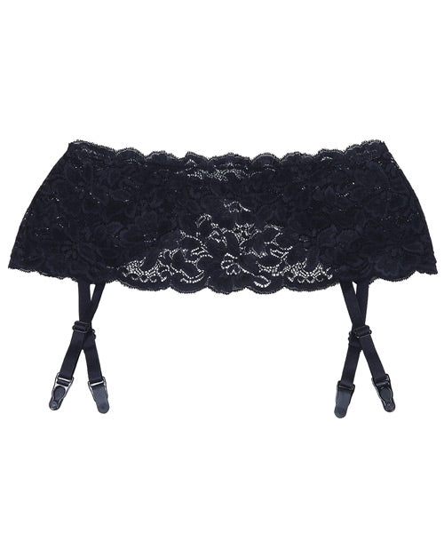 Shirley Of Hollywood Stretch Lace Garter Belt w/Adjustable Garters Black O/S