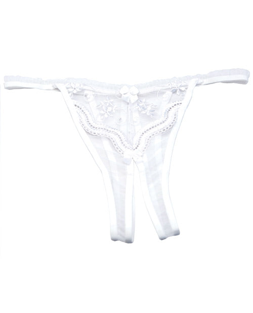 Shirley Of Hollywood Scalloped Embroidery Crotchless Panty White O/S