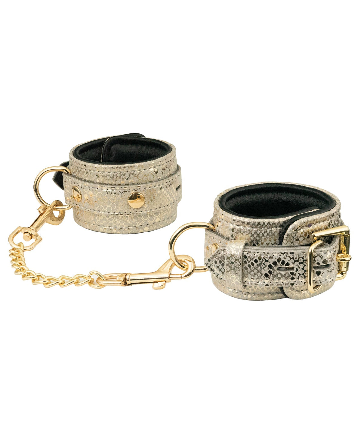 Spartacus Spartacus Wrist Restraints w/Leather Lining - White Snakeskin Micro Fiber