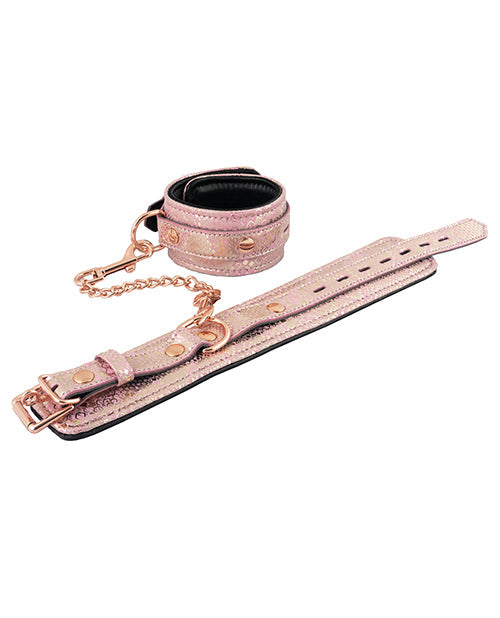 Spartacus Spartacus Wrist Restraints w/Leather Lining - Pink Snakeskin Micro Fiber