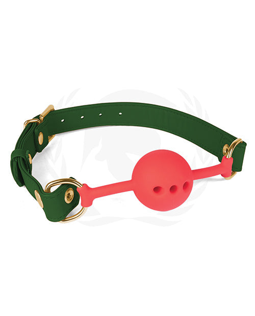 Spartacus Spartacus Silicone Ball Gag w/Green PU Straps - 46 mm