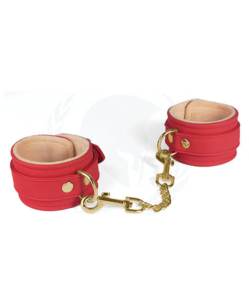 Spartacus Spartacus PU Wrist Cuffs w/Plush Lining - Red