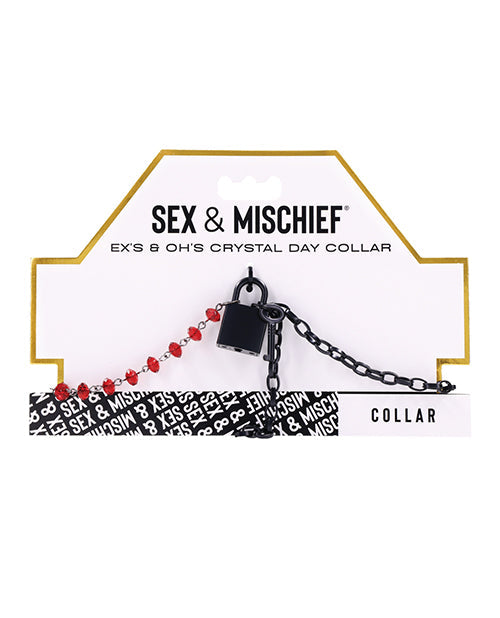 Sex & Mischief Sex & Mischief Ex's & Oh's Crystal Day Collar - Red/Black