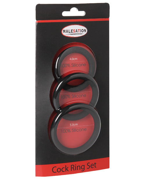 Malesation MALESATION Cock Ring Set - Pack of 3 Black