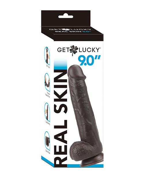 Get Lucky Get Lucky 9.0" Real Skin Series - Dark Brown