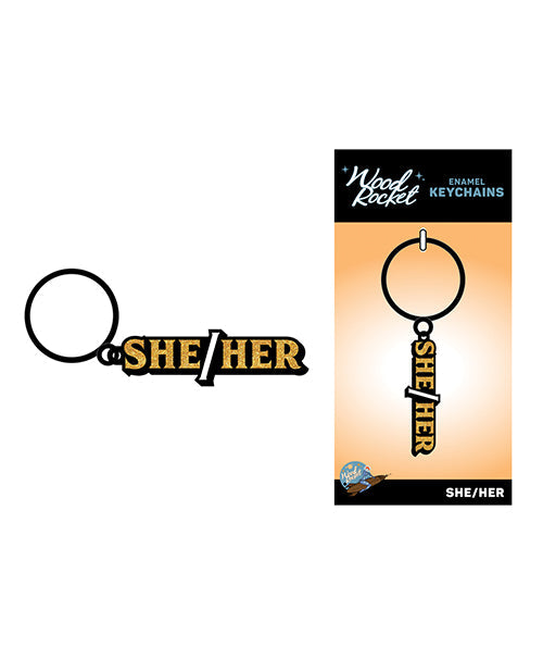 Wood Rocket Wood Rocket She/Her Keychain - Black/Gold