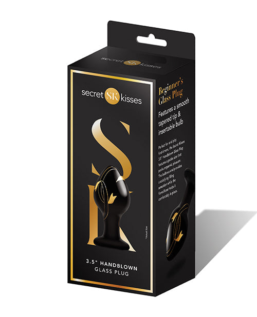 Secret Kisses Secret Kisses 3.5" Handblown Glass Plug - Black/Gold