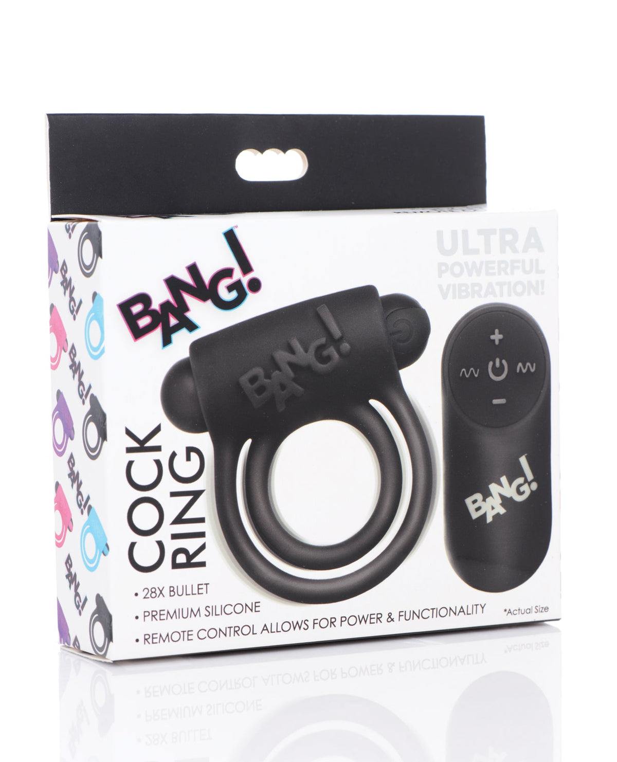 Bang! Bang! Vibrating Cock Ring & Bullet w/Remote Control - Black