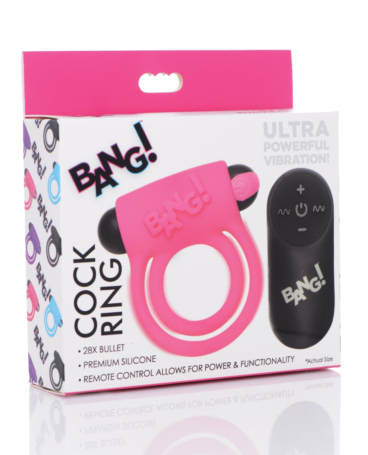 Bang! Bang! Vibrating Cock Ring & Bullet w/Remote Control - Pink