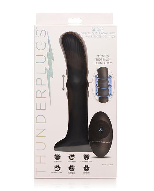ThunderPlugs ThunderPlugs Sliding Shaft Silicone Vibrator w/Remote - Black