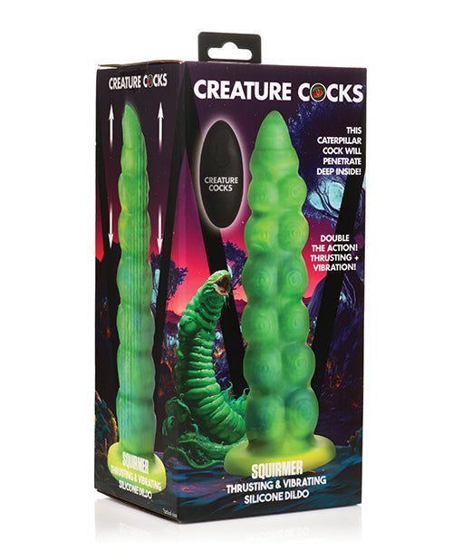 Creature Cocks Creature Cocks Squirmer Thrusting & Vibrating Silicone Dildo w/Remote Control - Multi Color