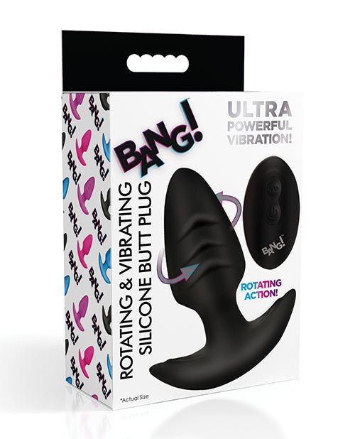 Bang! Bang! Rotating & Vibrating Tapered Butt Plug w/Remote - Black