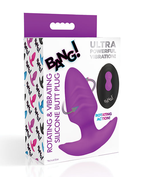 Bang! Bang! Rotating & Vibrating Tapered Butt Plug w/Remote - Purple