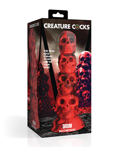 Creature Cocks Creature Cocks Doom Silicone Dildo - Red/Black