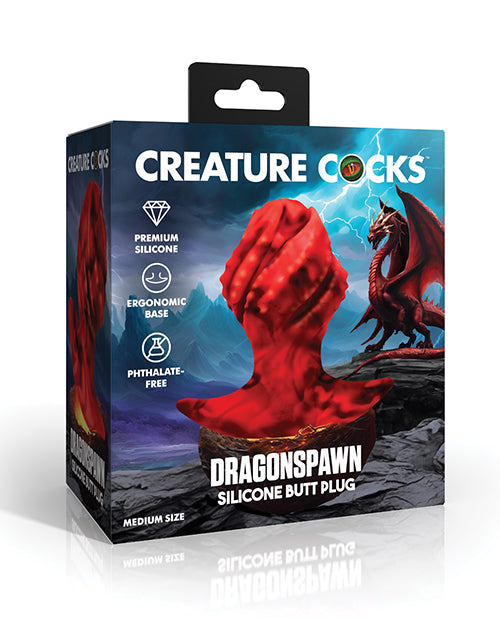 Creature Cocks Creature Cocks Dragonspawn Silicone Butt Plug Medium - Black/Red