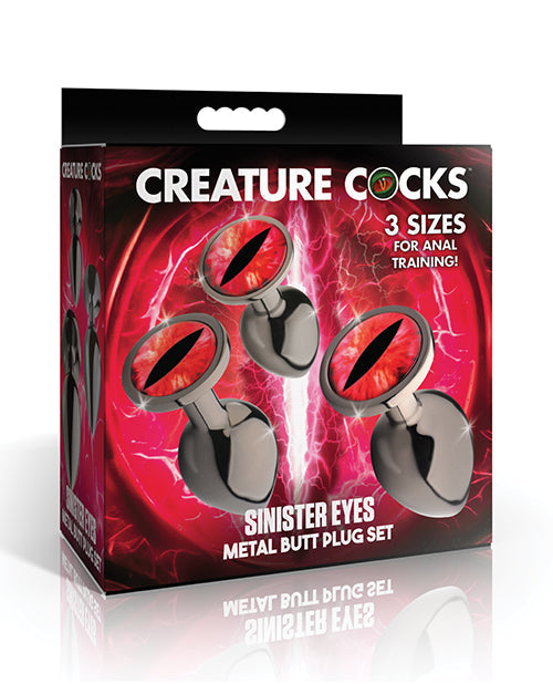 Creature Cocks Creature Cocks - Sinister Eyes Red Eye Metal Butt Plug Set