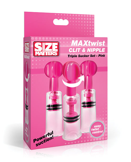 Master Series Size Matters MAXtwist Clit & Nipple Triple Sucker Set - Pink