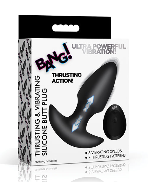 Bang! Bang! Thrusting & Vibrating Butt Plug - Black